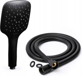 Zuhanyfej Fürdőszobai Fekete 3 Funkciós Öko Takarékos Tömlő 150CM