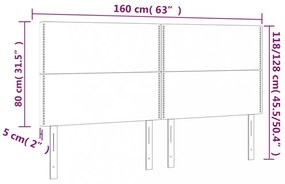 világosszürke szövet LED-es fejtámla 160x5x118/128 cm