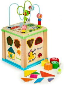 ECO TOYS Oktatási fa kocka val vel labirintus és asztal A farm