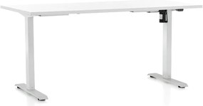 Állítható magasságú asztal OfficeTech A, 160 x 80 cm, fehér alap, fehér