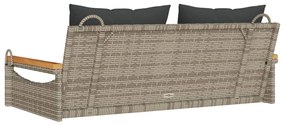 szürke polyrattan hintapad párnákkal 109 x 62 x 40 cm