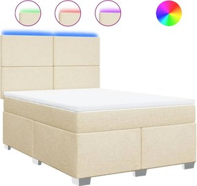 vidaXL krémszínű szövet rugós ágy matraccal 140 x 190 cm