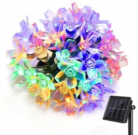 50 LED-es, napelemes virág kerti fényfüzér, IP65 vízálló, színes, 8 üzemmód, 7 m