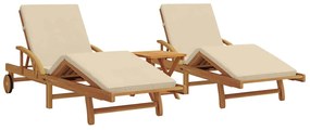 vidaXL Napozó 3 pcs Bézs Tömör Akácfa