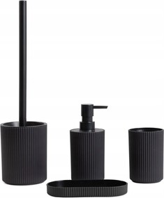 Fürdőszoba szett Agua adagoló, pohár és wc kefe fekete Homla