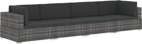 vidaXL 4 részes szürke polyrattan kerti kanapészett párnákkal