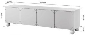 Sonatia II négyajtós TV szekrény, két rejtett fiókkal - 200 cm - oliva színű