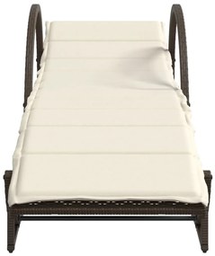 2 db barna polyrattan napozóágy párnával