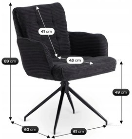 Forgó Étkező/Tárgyaló Fotel Fekete Színben.