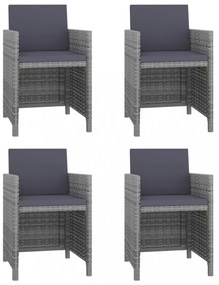 5-részes szürke kültéri polyrattan étkezőszett párnákkal