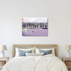 Kép - Bárkák a tavon (üvegen) (70x50 cm)
