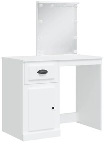 fehér fésülködőasztal LED-lámpákkal 90x42x132,5 cm