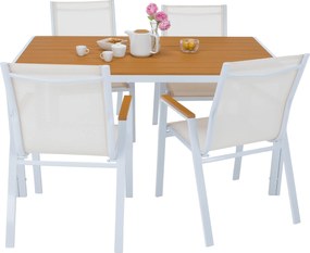 Kerti rakásolható szék, fehér acél/tölgy, BONTO