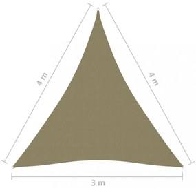 bézs háromszögű oxford-szövet napvitorla 3 x 4 x 4 m
