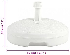 homokkal/vízzel tölthető fehér műanyag rattan ernyőtalp 20 L