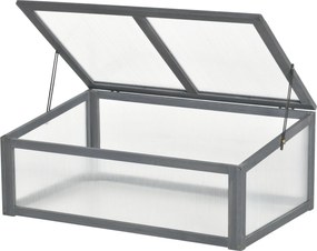 Outsunny Hidegkeret Fa, Mini Üvegház 100 x 65 x 40 cm, Üvegház Fedéssel, UV Védelemmel, Fényáteresztő Hidegkeret Doboz, Télen is Használható Magaságyá