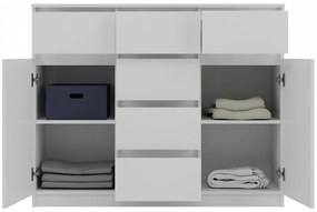 2D6S fiókos szekrény, 120x100x40 cm, fehér