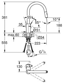 GROHE 31481001 - EUROSMART COSMOPOLITAN mosogató csaptelep, fényes króm
