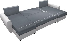 Univerzális ülőgarnitúra, szürke/fehér, DAKAR NEW U
