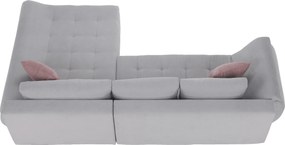 Ülőgarnitúra, világosszürke/púderrózsaszín, szövet, jobbos, BRATO