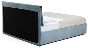 Kék kárpitozott ágyneműtartós franciaágy ágyráccsal 180x200 cm Thessa Pillow – Bonami Selection