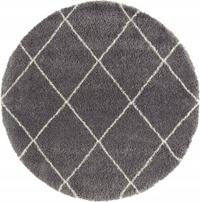 Kerek szőnyeg Shaggy szőrös szürke krém boho mintás 120cm
