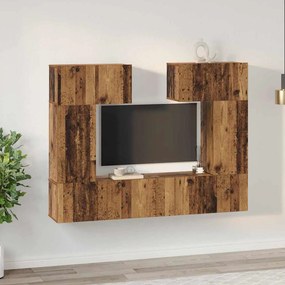 TV szekrény garnitúra 6 pcs Régi fa 80 x 30 x 30 cm Faanyag