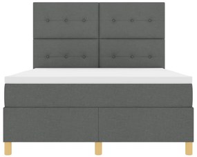 Box Spring ágy matraccal és LED világítással sötétszürke 140x200 cm szövet