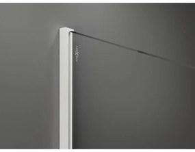 Mexen Kioto+, Walk-In zuhany paraván polccal és akasztóval 90 x 200 cm, 8mm szürke üveg, fehér profil, 800-090-121-20-40