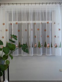 Mg Függöny batiszt hímzés Mikulás Karácsonyfa 300x170cm Kész Szalaggal