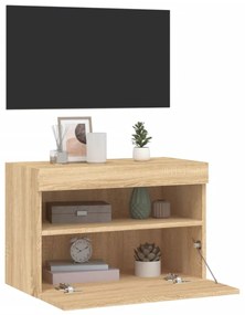 sonoma tölgy színű fali TV-szekrény LED-ekkel 60x30x40 cm