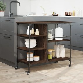 barna tölgy színű szerelt fa konyhai kocsi 100 x 45 x 89,5 cm