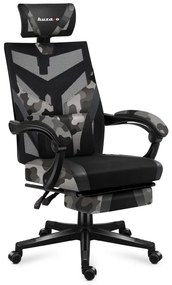 Gamer szék ergonomikus lábtartóval játékszék, fekvőtámasz, Camo