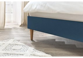 Kék kárpitozott franciaágy ágyráccsal 160x200 cm Sary – Bobochic Paris