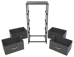 PALMERA szekrény szövet fiókokkal, fekete