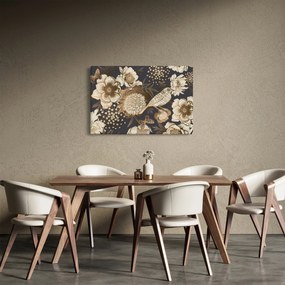 Sötét alapon arany virágok képe (90x60 cm)