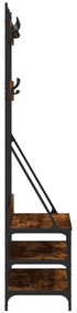 füstös tölgy színű ruhafogas cipőpolccal 100x40x184 cm