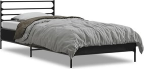 vidaXL fekete szerelt fa és fém ágykeret 90 x 200 cm