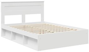 vidaXL Ágykeret matracmal fejtámlával Fehér 150 x 200 cm Tömör fenyőfa