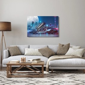 Versenyautó éjjel képe (90x60 cm)