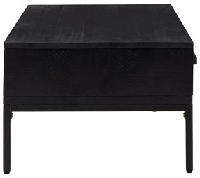 Fekete tömör újrahasznosított fenyő dohányzóasztal 90x50x35 cm