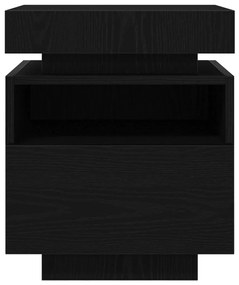 Éjjeli Asztal LED Fényekkel 2 db Fekete Tölgy 40x39x48,5 cm