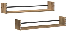 Falipolcok 2 db Artisan tölgy 80x16x14 cm Mérnök fa