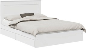 vidaXL Tárolós Ágy fejtámlával fiókkal Fehér 140 x 190 cm Faanyag