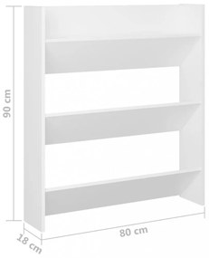 2 db fehér forgácslap fali cipősszekrény 80 x 18 x 90 cm