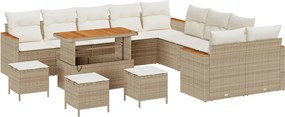 vidaXL Kerti Kanapé Szett párnával 18 pcs Beige és krém polirattan