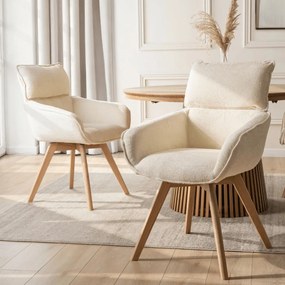 Forgó szék krém színben, bouclé kárpittal, DIAS