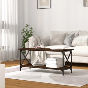 Füstös tölgy szerelt fa és vas dohányzóasztal 100 x 45 x 45 cm