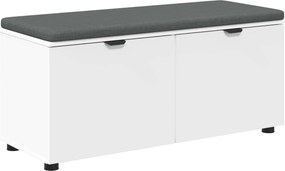 vidaXL Előtér pad párnával Fehér 100 x 38 x 46 cm Műanyag Fa és Szövet