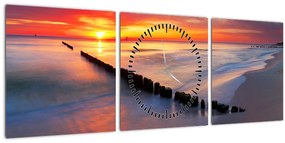Kép - Naplemente, Balti tenger, Lengyelország (órával) (90x30 cm)